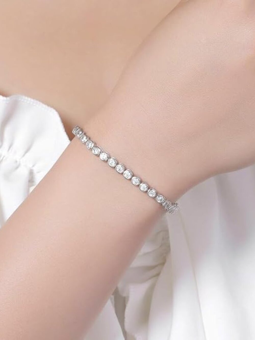 Moissanite Bubble Tennis Bracelet 925 Sterling Silver Unisex Gift Jewelry